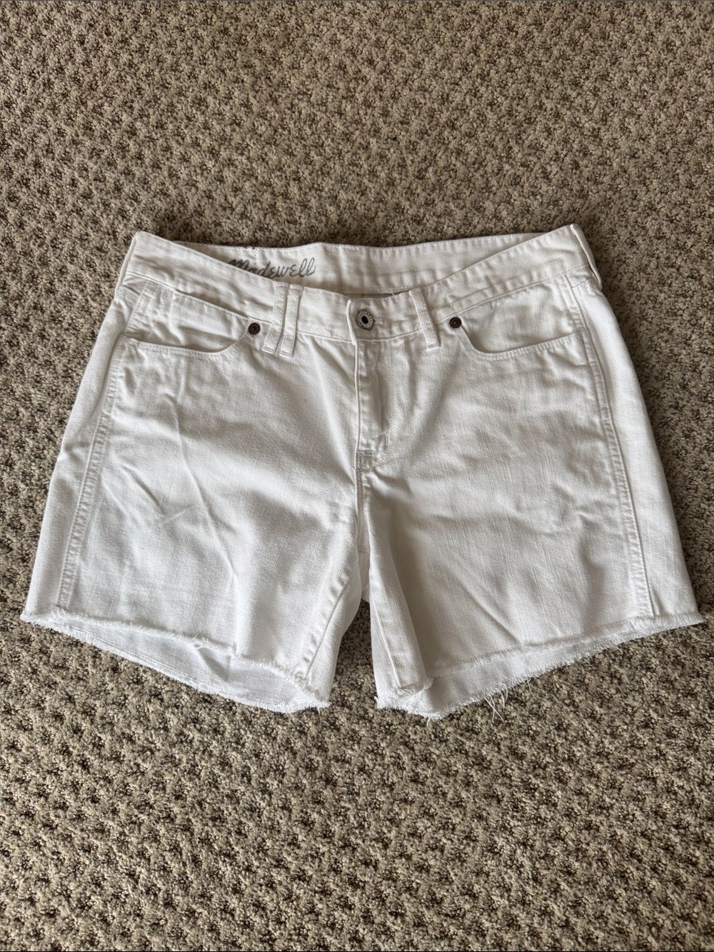 Madewell White Denim Raw Hem Shorts